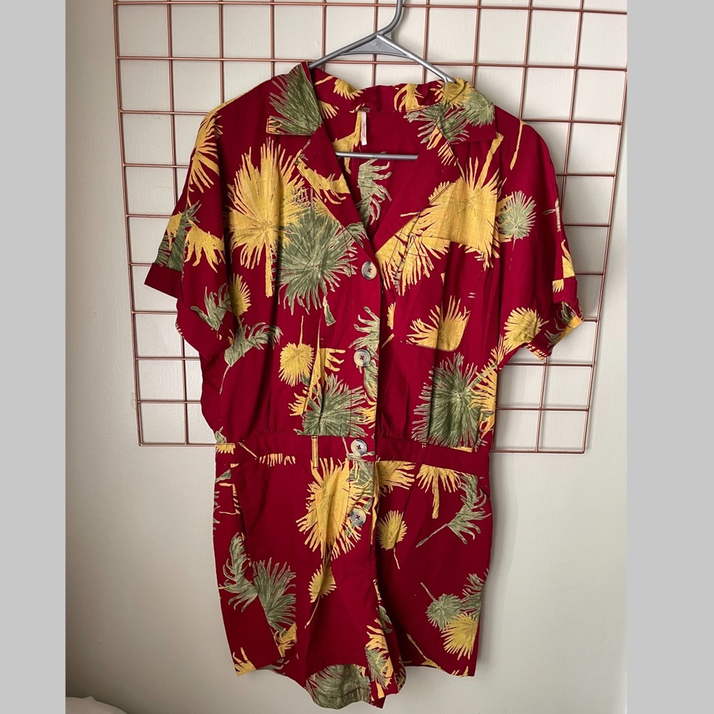 Free People- Malibu romper tropical palm print- M